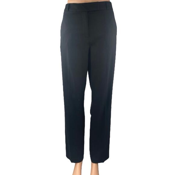 M&S Collection Modern Slim Black Straight Leg High Waist Trousers Dress Pants M - Picture 1 of 6
